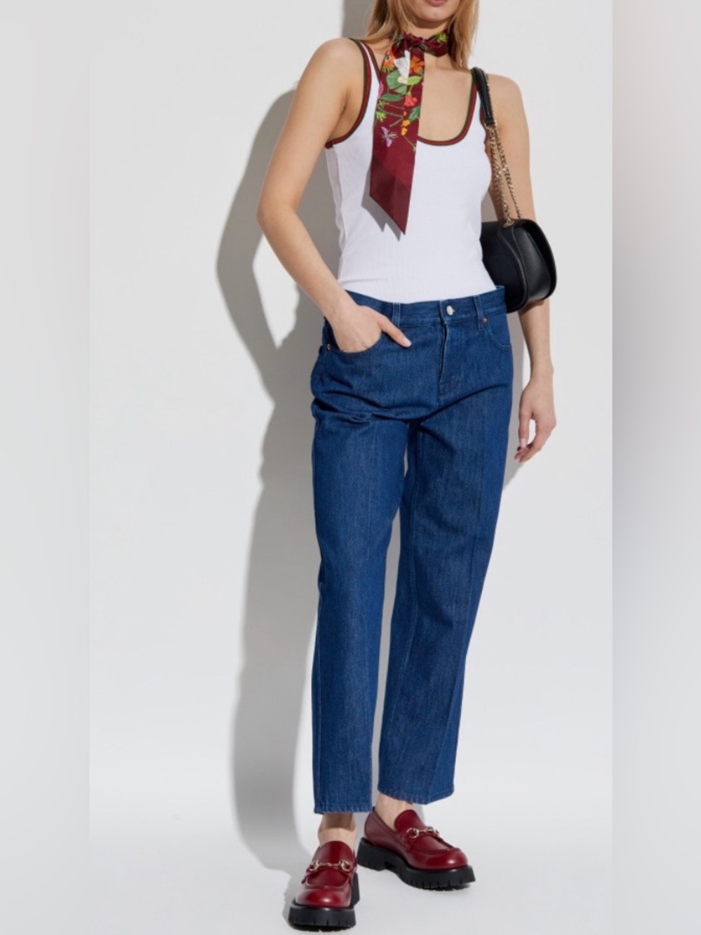 Gucci Pressed-Crease Jeans Straight Leg Blue
